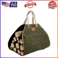 Firewood Carrier - Waxed Canvas Wood Carrier for Firewood, Heavy Duty Log...