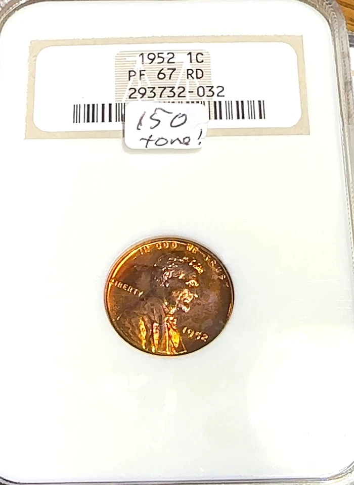 1952 Proof Lincoln Cent NGC MS67 Superb Toning Fatty Holder CHRC - Image 2 of 3