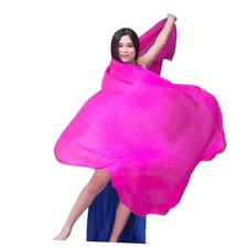 98"x45" Women Chinese Real Silk Belly Dance Veils Dancer Hand Scarves Rose