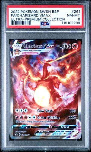 2022 POKEMON SWSH BLACK STAR PROMO #261 FULL ART/CHARIZARD VMAX PSA 8