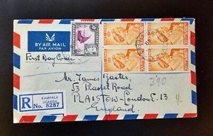Kenya Uganda Tanganyika KUT KAMPALA Registered FDC #8287 London England BK Stamp