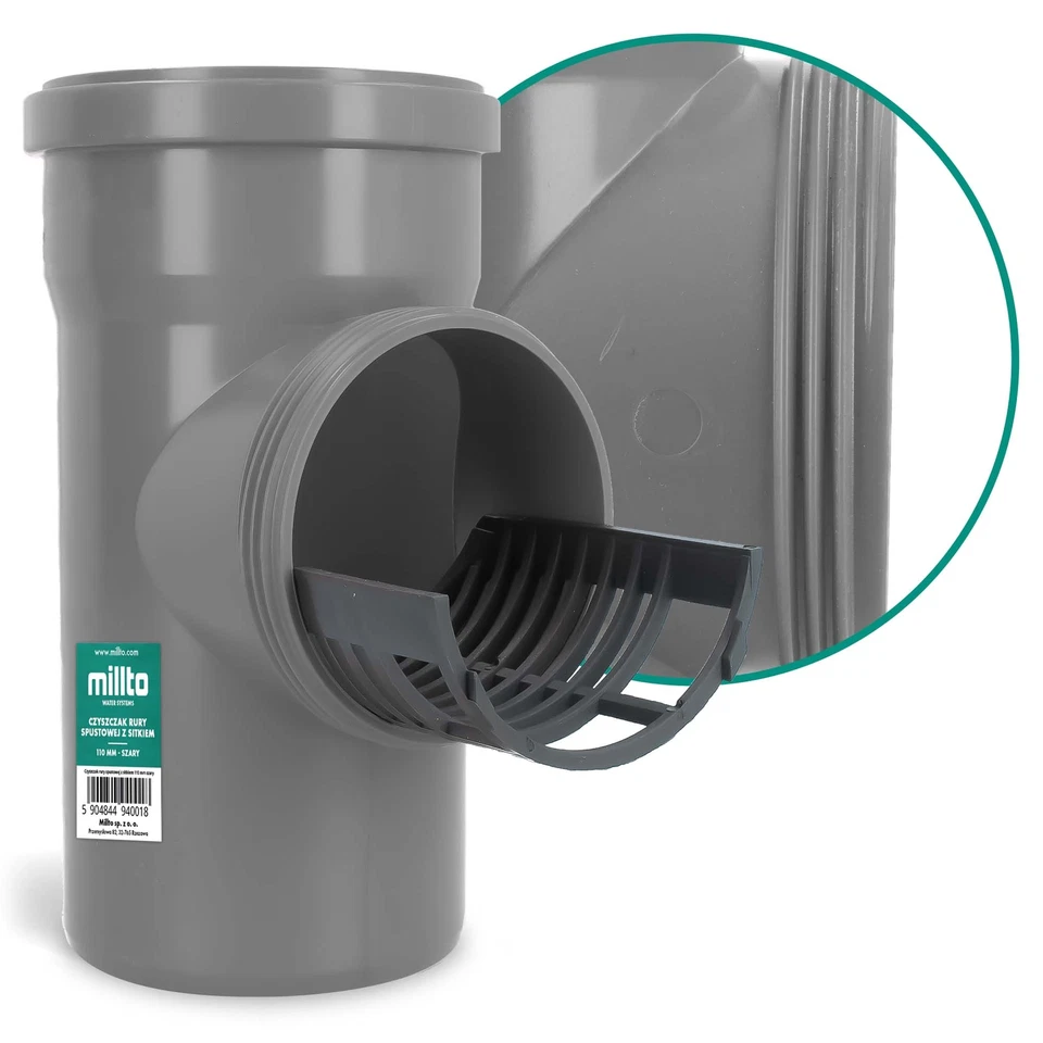 Fallrohrfilter DN 100 Ø 110 mm Grau Regenrohfilter Mit Sieb Regenrohrablauf  - Bild 4 von 4