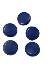 Buttons Blue shank round plastic cirle of ridges pattern 1 in VTG