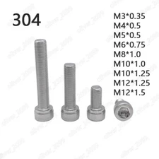 Fine Thread 304 Stainless Steel Hex Socket Bolts Cap Head Screws M3/M4/M5/M6/M8