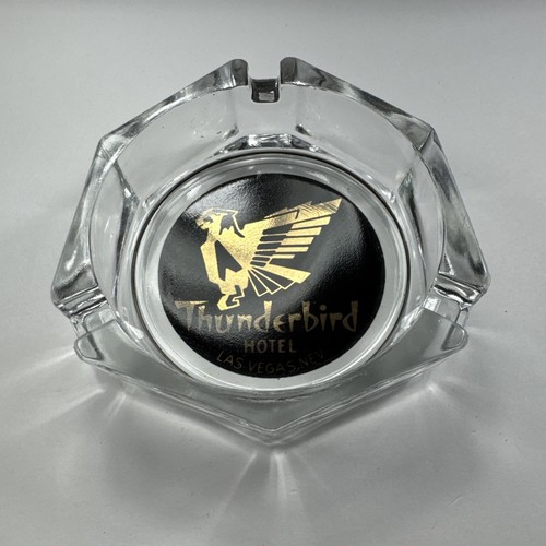 Vintage Thunderbird Hotel Las Vegas Nevada Glass Ashtray 1552 - Picture 2 of 7