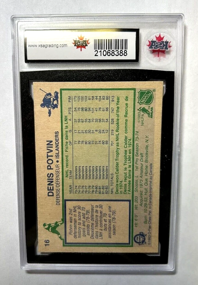 1983-84 O-Pee-Chee #16 Denis Potvin | KSA Graded MINT 9.5 | Islanders - Image 2 of 4