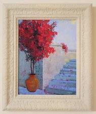 Mediterranean view. Original framed oil on canvas 11"x14" painting from artist