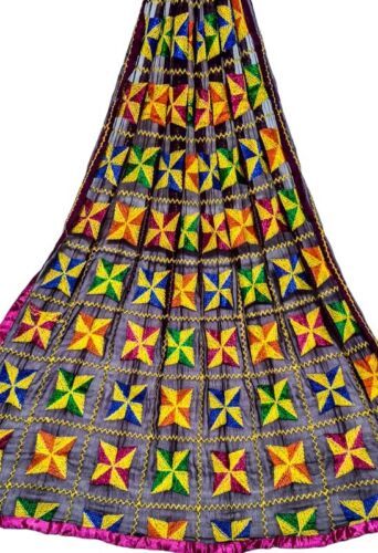 Dupatta Scarf Vintage Indian Embroidered Long Stole Shawl Woman Hijab LD6978