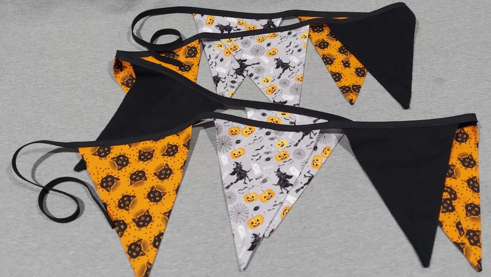 NEW Fabric Pennant Flags Bunting Banner Holiday Halloween Triangle Flag Garland - Image 3 of 4
