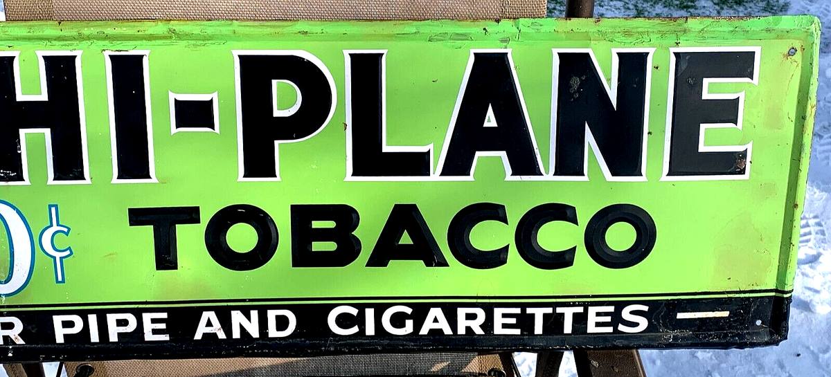 Vintage Hi Plane Smoking Cigarette Tobacco Metal Sign 35x12 Pipe airplane