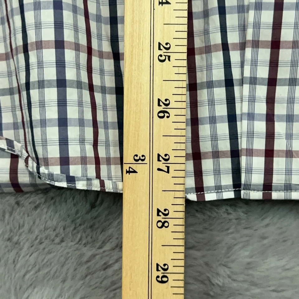 Camisa Perry Ellis Para Hombre 2XL Cuadros Blanca Roja Azul Elastizada Con Botones Foto 3 de 4