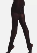 NEW Spanx Star Power Black Center Stage Ribbed Row Pattern Shaping Tights Size A