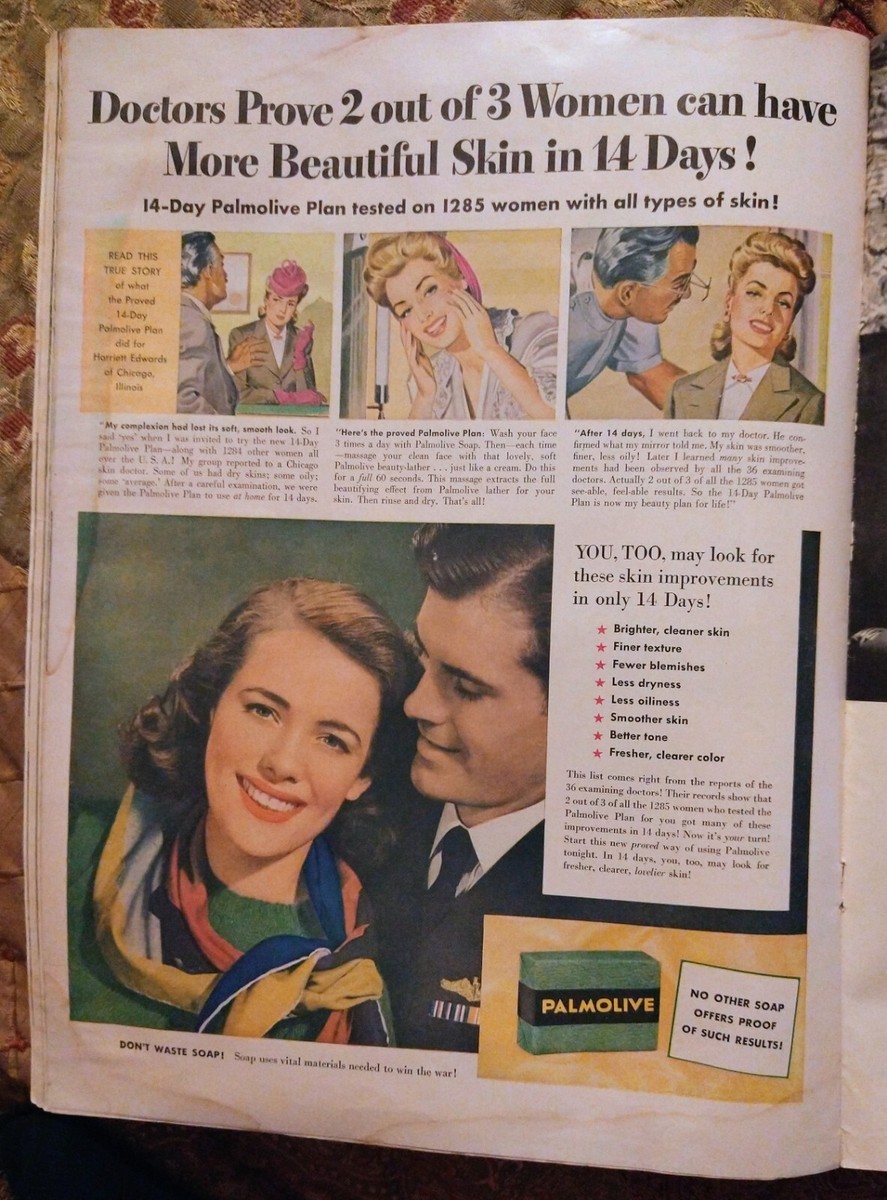 Vintage 1944 Palmolive Soap Advertisement