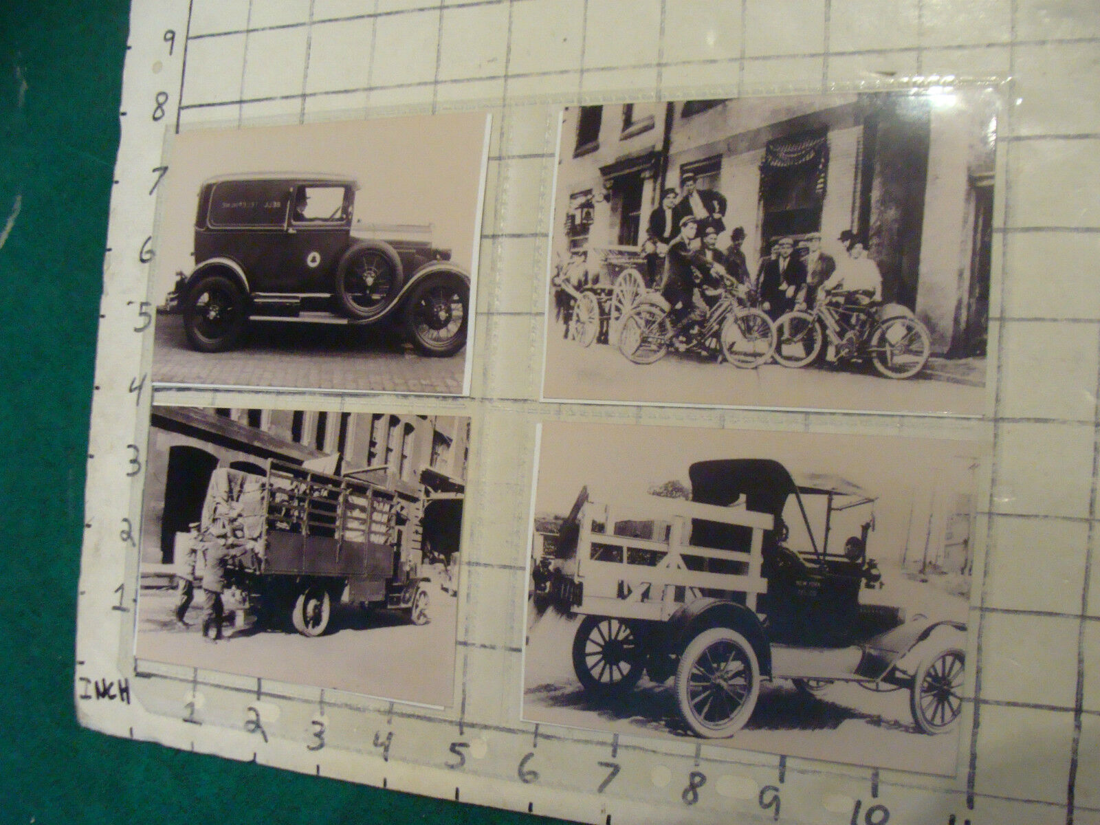vintage AT&T 4 small Photos of Trucks, bikes #8, all repros, 