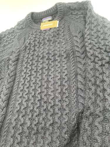 🔥🗻New Patagonia Recycled Wool Unisex Cable-Knit Crewneck Sweater, Men SZ Large - Picture 5 of 7