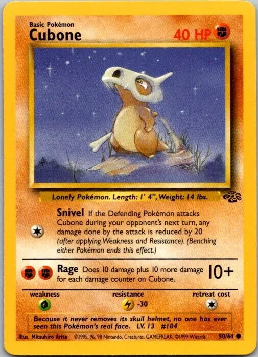 Pokemon Cubone Jungle #50/64 Vintage WOTC CARD