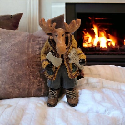 Moose Axe Cutting Logs Donna Chapman Timber Ridge Company Figurine Lumberjack 