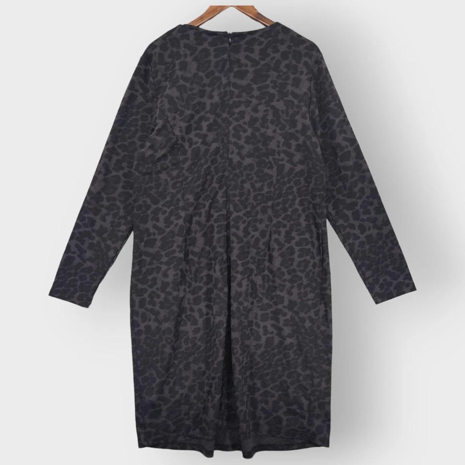 Linea by Louis Dell'Olio Animal Print Dress Women XL Black Inverted Pleat N45 Foto 3 de 4
