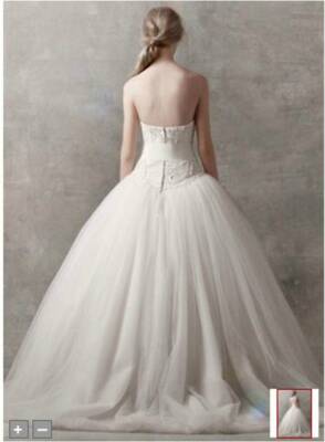 Vera Wang Classic Wedding Dress Tulle Ball Gown Skirt Size 2 Veil Ribbon  Sash | eBay
