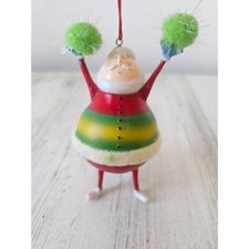 Santa cheerleader ornament pom poms unique Xmas tree