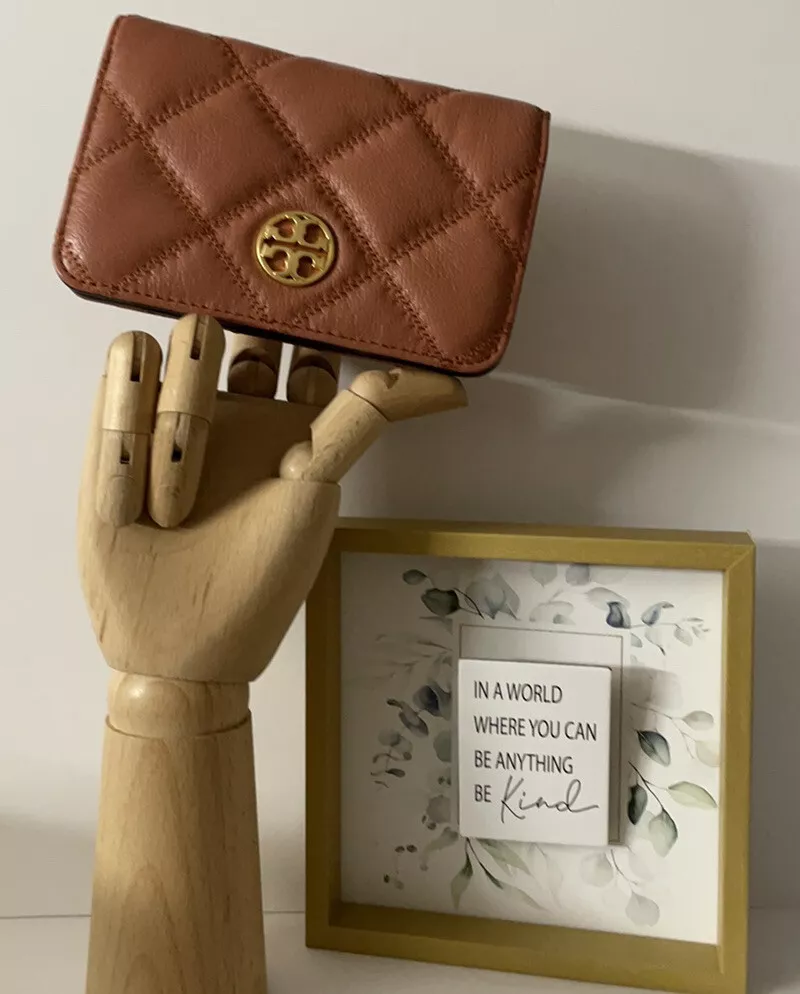 🐼🐼 Tory Burch 🐼🐼 Willa Medium Card Case Wallet Toasted Pecan Leather  🐼D13#3