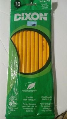 Pencils 10 Pack DIXON No.2 / HB 100% Real Wood Latex Free Eraser Non-Toxic