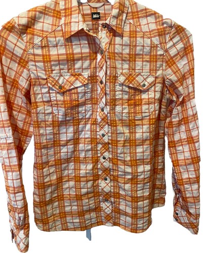 REI Shirt Womens Small Long Sleeve Lightweight Striped Outdoors Metal Button Up