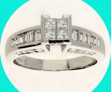Diamond Engagement Ring .95CT 14K WG Princess Cut Size 6.5