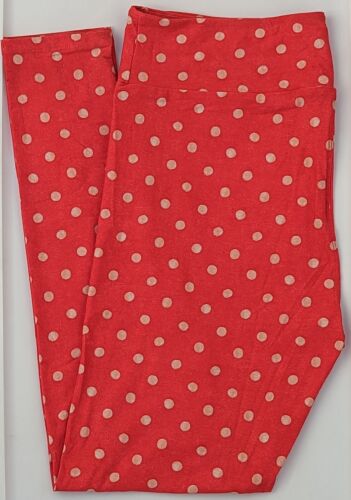 OS LuLaRoe One Size Leggings Polka Dot Pink Red NWT V15 - Picture 1 of 6