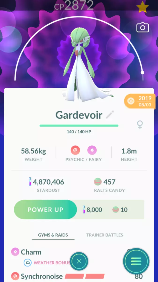 Pokemon Trade GO - Gardevoir 2800+ CP Level 35+ for PVP Master