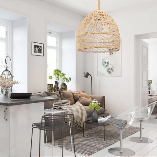 Rattan Woven Pendant Light Shades Handmade Hanging Lamp Crafts Ceiling Lampshade - Bild 11 von 15