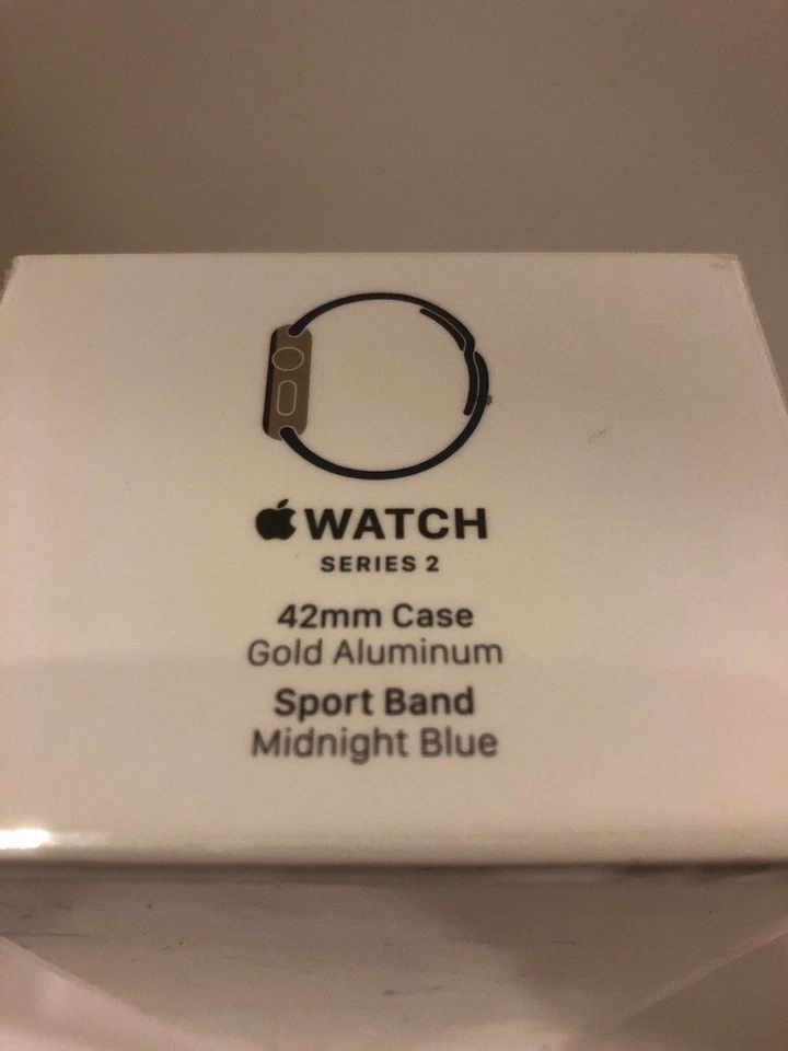 NEW SEALED Apple Watch Series 2 42mm Gold Aluminum Case Midnight Blue Sport Band - Image 3 of 4