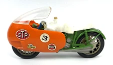 Vintage 1970s Durham Industries Plastic Toy Motorcycle Racing Orange Green  