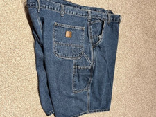 Vintage Carhartt B28 DPS Men's Blue Denim Carpenter Shorts sz 48
