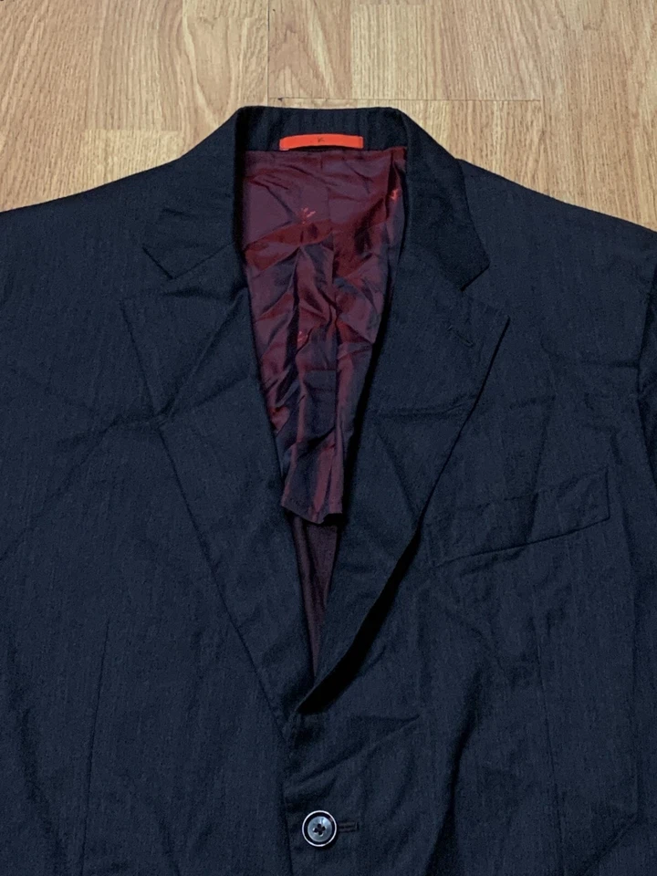 Chaqueta Blazer Isaia Napoli Hombres 58 Negro Gris Lino Seda Lana Lujo Abrigo Deportivo Foto 2 de 4
