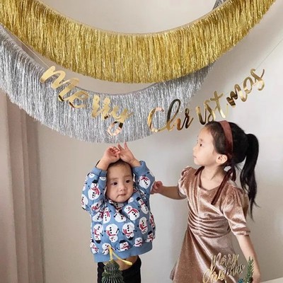 Metallic Folie Fransen Wandbehang Dekoration Party Banner Mardi Gras Geburtstag