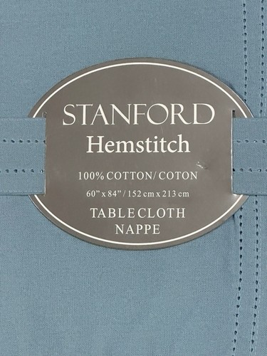 Standford Hohlsaum Tischdecke Baumwolle 60” x 84” Blau Neu - Bild 3 von 6