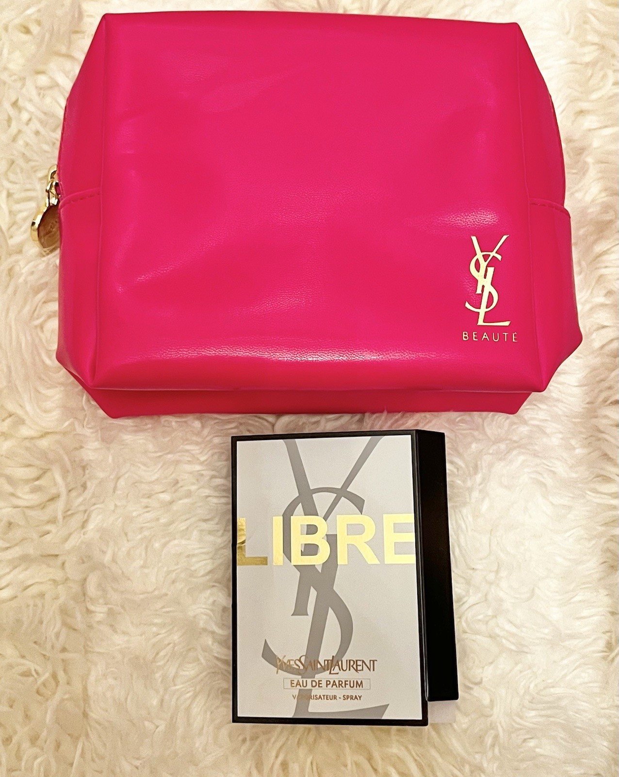 YSL Yves Saint Laurent Beauté Hot Pink Heart Makeup Bag New 🩷