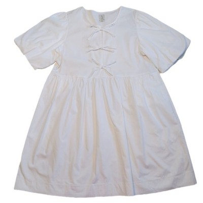 Joie Womens Large Dress White Fit And Flare With Bows Cottagecore Ladies L