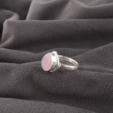 Rose Chalcedony Gemstone 925 Sterling Silver Handmade Jewelry Ring Gift For Her