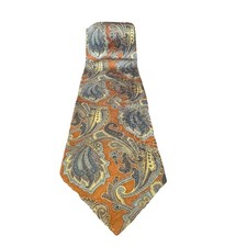 Stafford Men's Paisley Silk Tie Orange Blue Gray Pre-Owned Classic Necktie 59”