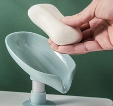 Suction Cup Soap Dish Leaf-Shape Drain Soap Holder for Bathroom Shower Green X4