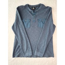 Rock and Republic Waffle Knit Henley Men Size Large Pockets Thermal Long Sleeve