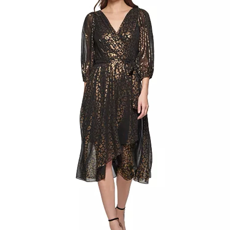 DKNY Metallic Chiffon Dress - Image 2 of 4