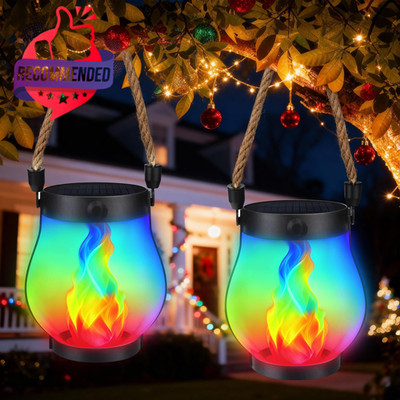 Jyoiat Solar Lanterns Outdoor Waterproof - 2 Pack Hanging everflame Solar... 