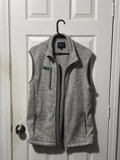 Simply Southern Men’s Sweater Vest- Large Preppy Outdoor Full Zip Pockets Grey