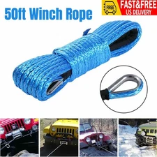 Synthetic Winch Rope Line 1/4"x 50' 10000LBS Recovery Cable 4WD ATV UTV AB