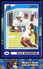 Malik Washington 2024 Donruss Press Proof Blue Rated Rookie #397 Miami Dolphins