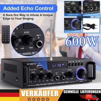 600W Bluetooth Verstärker HiFi Power Audio Stereo Bass AMP USB MP3 FM UKW Auto