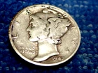 SILVER  MERCURY DIME: SCARCE 1942-P IN FINE CONDITION!